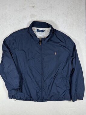 Polo Ralph Lauren 2XB Navy Full-Zip Lined Windbreaker Harrington Jacket